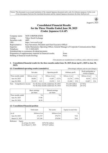 Vorschaubild NOF Corporation Quartalsbericht 2025-q1
