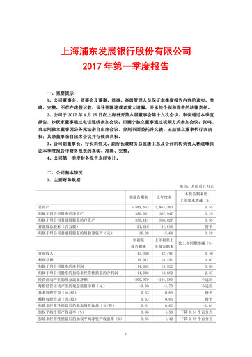Thumbnail Shanghai Pudong Development Bank
 Quarterly Report 2017-q1