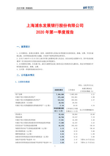 Thumbnail Shanghai Pudong Development Bank
 Quarterly Report 2020-q1