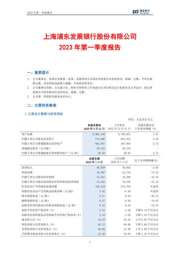 Thumbnail Shanghai Pudong Development Bank
 Quarterly Report 2023-q1