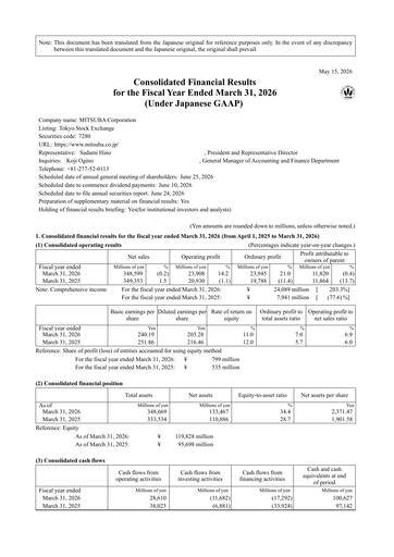 Thumbnail Mitsuba Corporation Financial Statement 2025-2026