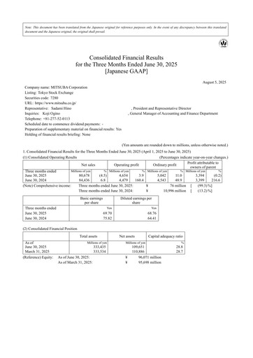 Thumbnail Mitsuba Corporation Quarterly Report 2025-q1