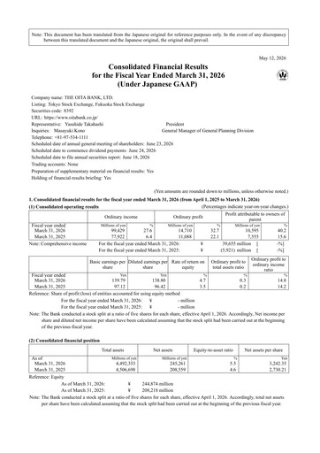 Thumbnail The Oita Bank Financial Statement 2026