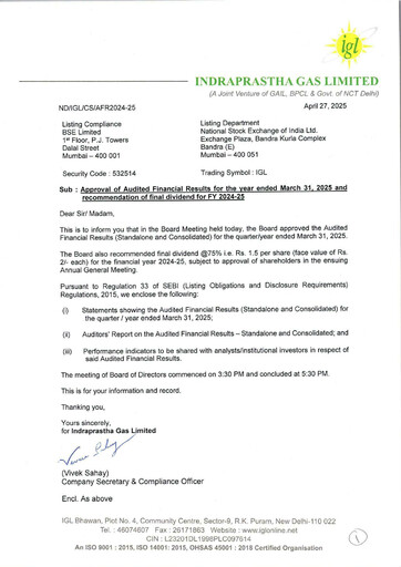 Thumbnail Indraprastha Gas
 Financial Statement 2024-2025