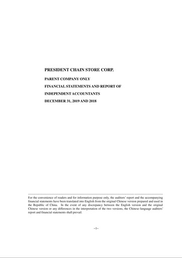 Vorschaubild President Chain Store (PSCS) Finanzbericht 2019