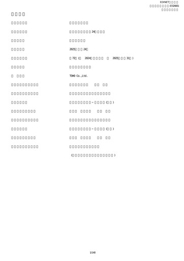 Miniature Toho Co., Ltd. Rapport annuel 2025
