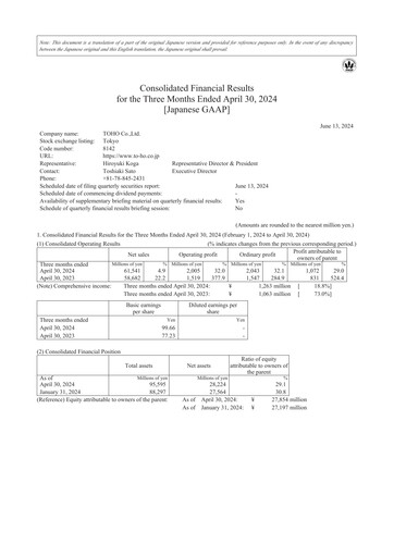 Thumbnail Toho Co., Ltd. Quarterly Report 2025-q1