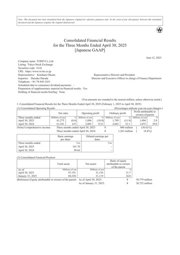Thumbnail Toho Co., Ltd. Quarterly Report 2026-q1