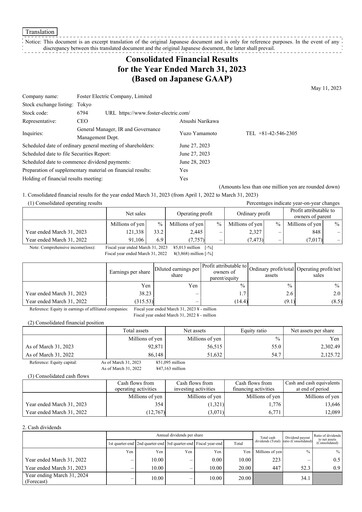 Thumbnail Foster Electric Company Financial Statement 2023
