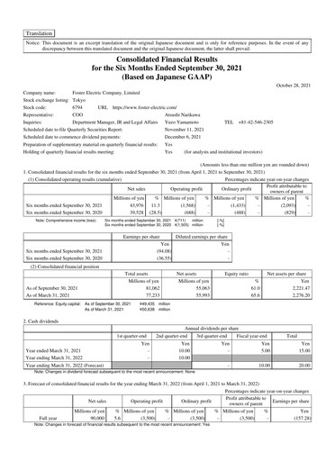 Thumbnail Foster Electric Company Half-year Report 2022-h1