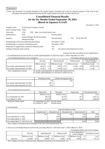 Thumbnail Foster Electric Company Half-year Report 2025-h1