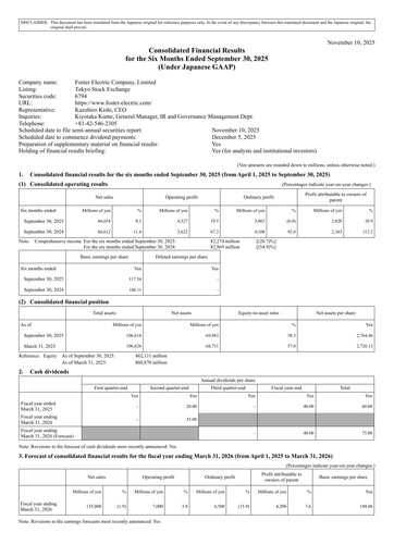 Thumbnail Foster Electric Company Half-year Report 2026-h1