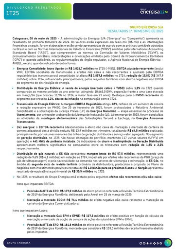 Thumbnail Energisa S.A. Quarterly Report 2025-q1