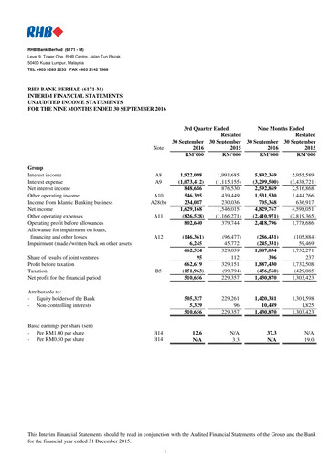 Thumbnail RHB Bank Quarterly Report 2016-q3
