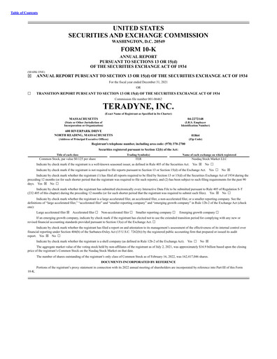 Thumbnail Teradyne Annual Report 2021