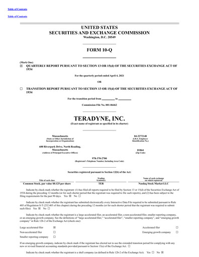 Thumbnail Teradyne Quarterly Report 2021-q1