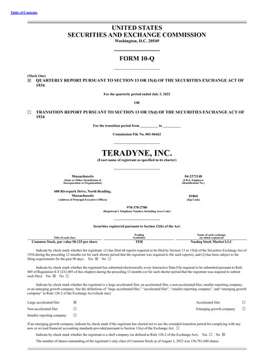 Thumbnail Teradyne Quarterly Report 2022-q2