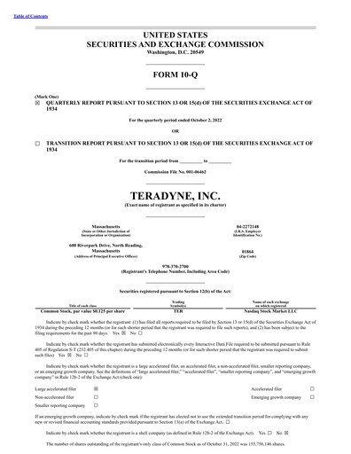 Thumbnail Teradyne Quarterly Report 2022-q3
