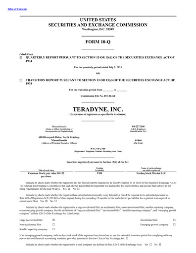 Thumbnail Teradyne Quarterly Report 2023-q2