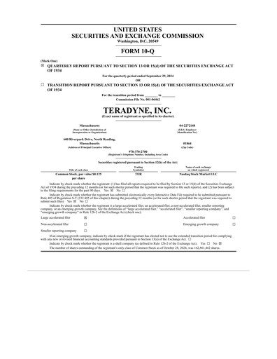 Thumbnail Teradyne Quarterly Report 2024-q3