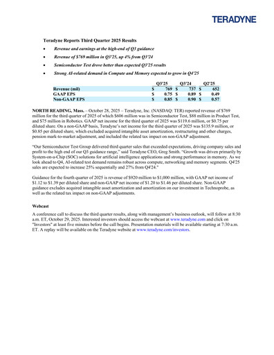 Thumbnail Teradyne Quarterly Report 2025-q3