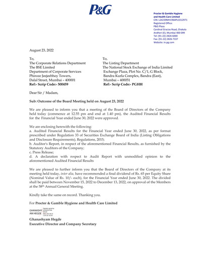 Thumbnail Procter & Gamble India Financial Statement 2021-2022