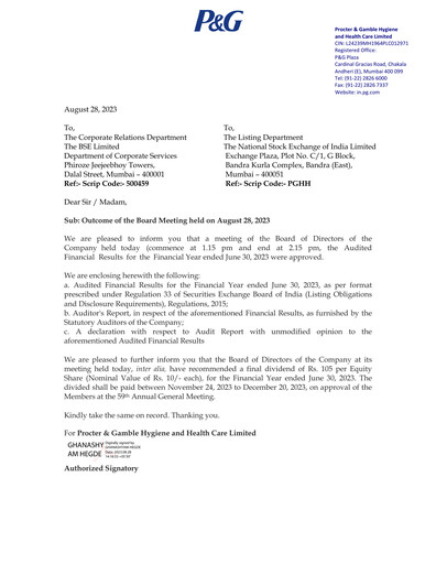 Thumbnail Procter & Gamble India Financial Statement 2022-2023