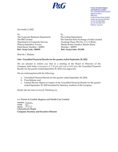 Thumbnail Procter & Gamble India Quarterly Report 2022-q1