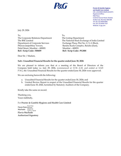 Thumbnail Procter & Gamble India Quarterly Report 2026-q1
