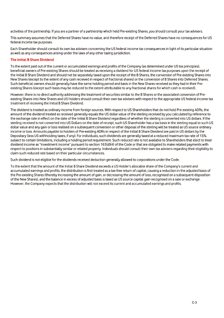 (THE INITIAL B SHARE DIVIDEND)